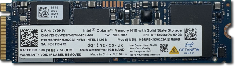 Intel Optane H10 SSD 32GB Optane / 512GB NAND